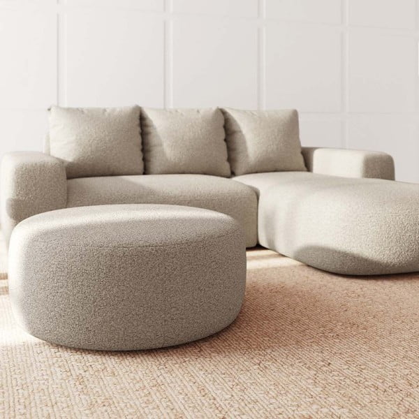 Poggiapiedi beige rivestito in bouclé Monce – Rodier-image-1