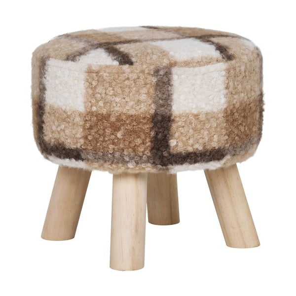 Pouf in bouclé bianco e marrone Aberdeen - House Nordic-image-1