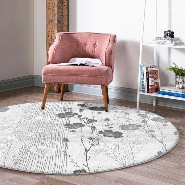Tappeto rotondo lavabile grigio adatto a robot aspirapolvere ø 80 cm Comfort - Mila Home-image-4