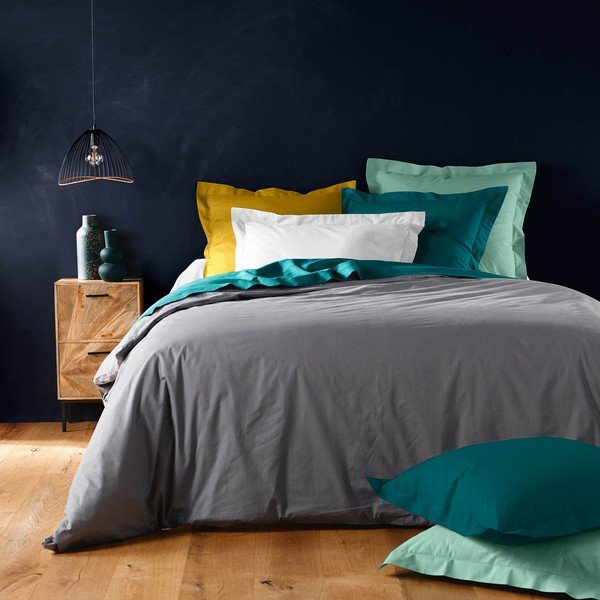 Copripiumino nero in cotone per letto matrimoniale/per letto esteso 240x220 cm Lina – douceur d'intérieur-image-3