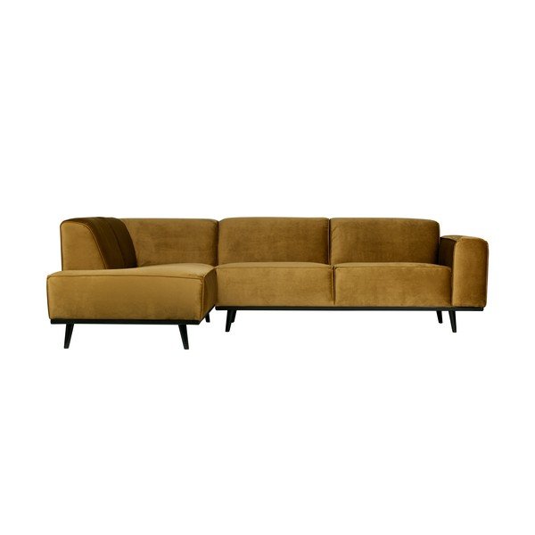 Divano angolare giallo (con penisola a sinistra/a L) con rivestimento in velluto Statement – WOOOD
