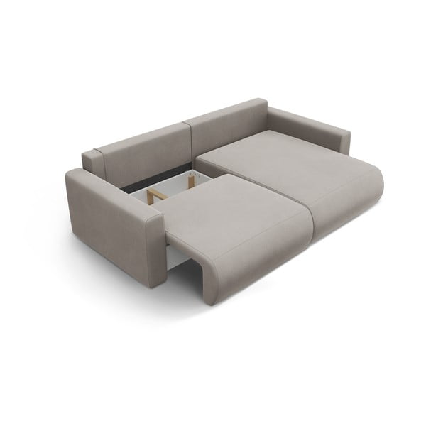 Divano angolare grigio chiaro allungabile con contenitore e rivestimento in velluto Belfast – Cosmopolitan Design-image-4