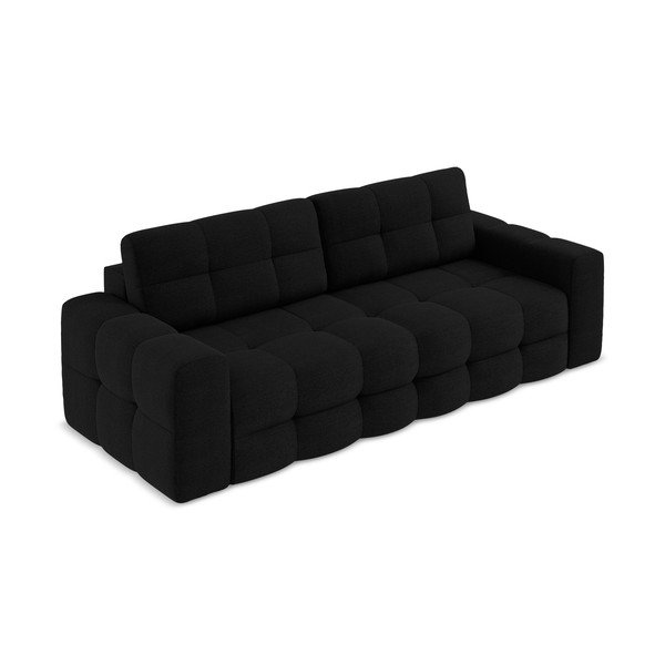Divano nero allungabile con rivestimento in bouclé 255 cm Milu – Makamii-image-2