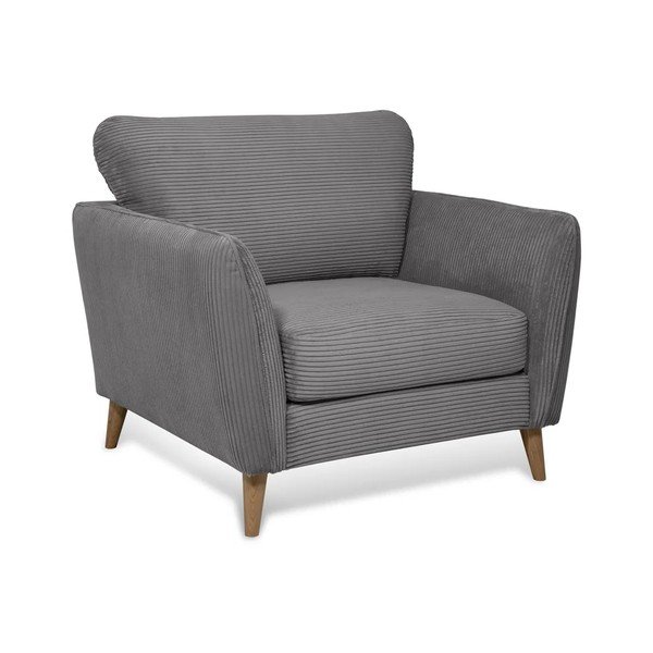 Poltrona in velluto a coste grigio scuro Paris - Scandic