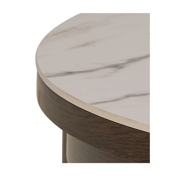 Tavolino da salotto rotondo beige/marrone scuro con piano in ceramica ø 90 cm Southampton – Actona-image-4