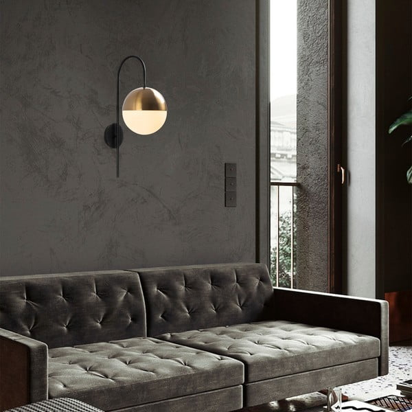 Lampada da parete nera/dorata ø 20 cm Bastos – Opviq lights-image-1