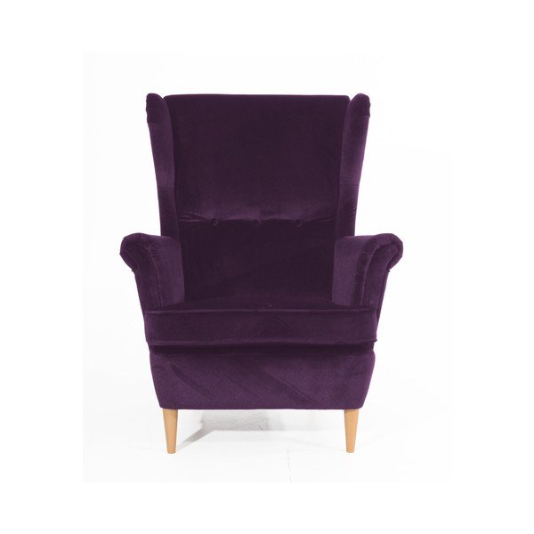 Poltrona viola con gambe marrone chiaro Clint Suede - Max Winzer-image-3