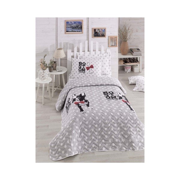 Copriletto grigio per bambini con federa Boston, 160 x 220 cm - Mijolnir