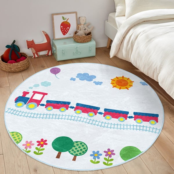 Tappeto azzurro per bambini ø 100 cm Comfort - Mila Home-image-2