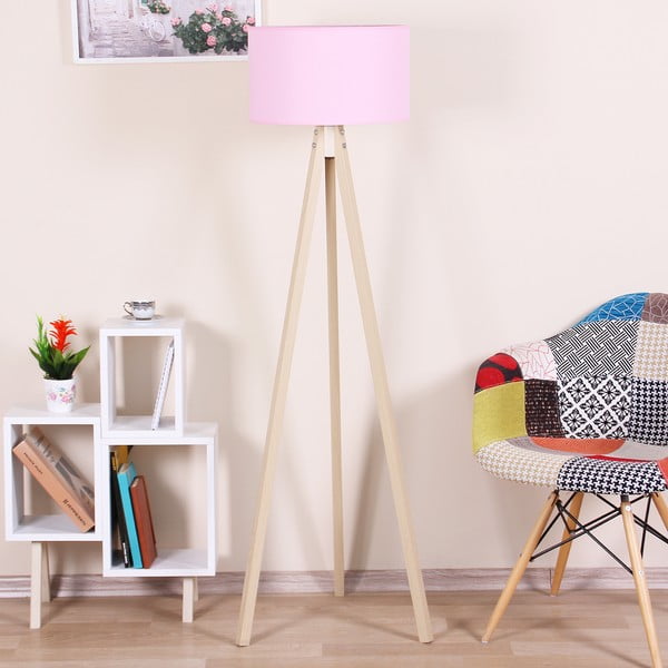 Volně stojící lampa se světle růžovým stínítkem Kate Louise Naturel