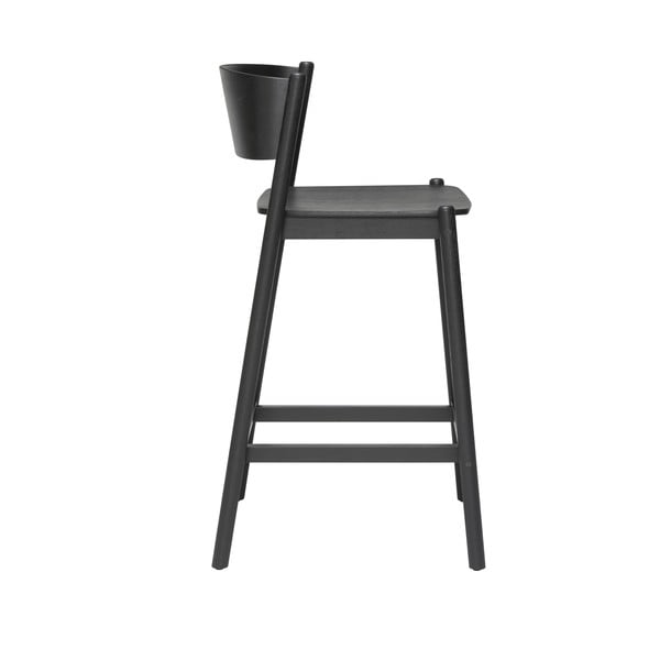 Sgabello da bar nero in legno di quercia altezza seduta 75 cm Oblique - Hübsch-image-2