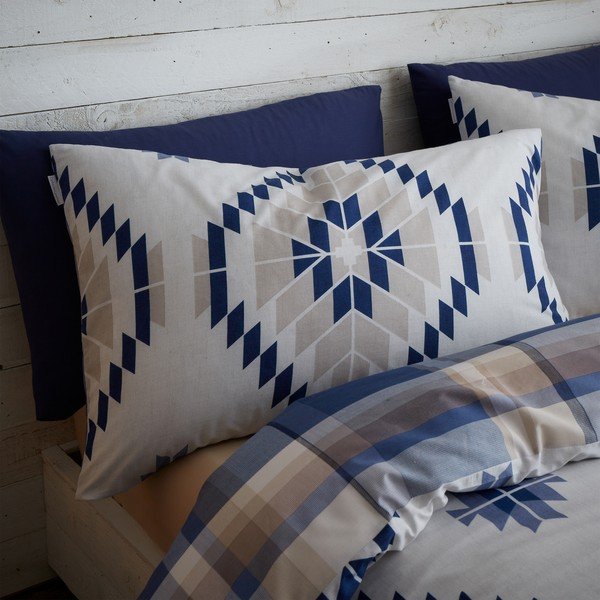 Biancheria da letto bianca e blu 200x135 cm Navajo - Catherine Lansfield-image-2
