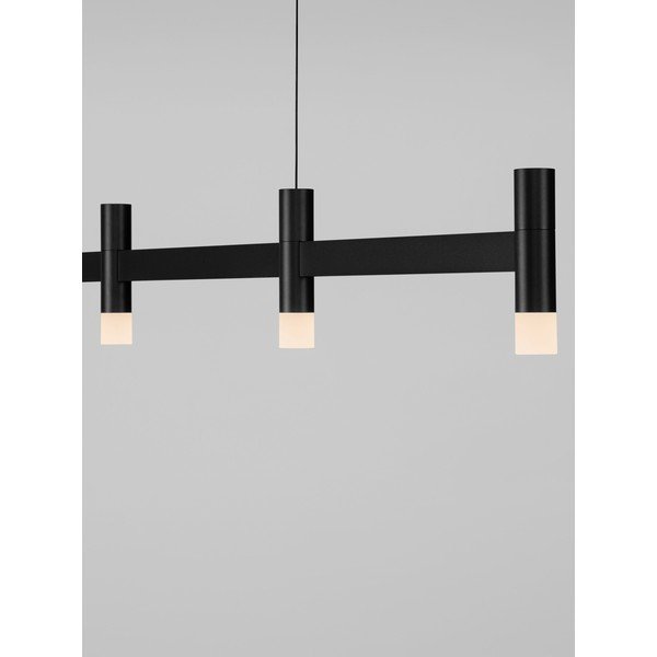 Lampadario LED nero opaco in alluminio con paralume in vetro acrilico con intensità regolabile Poetic – Nova Luce-image-2