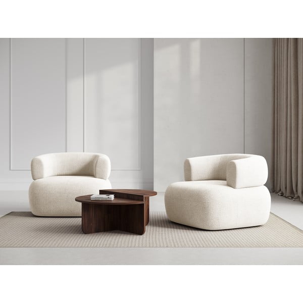 Poltrona beige in tessuto bouclé Jenny - Micadoni Home-image-1