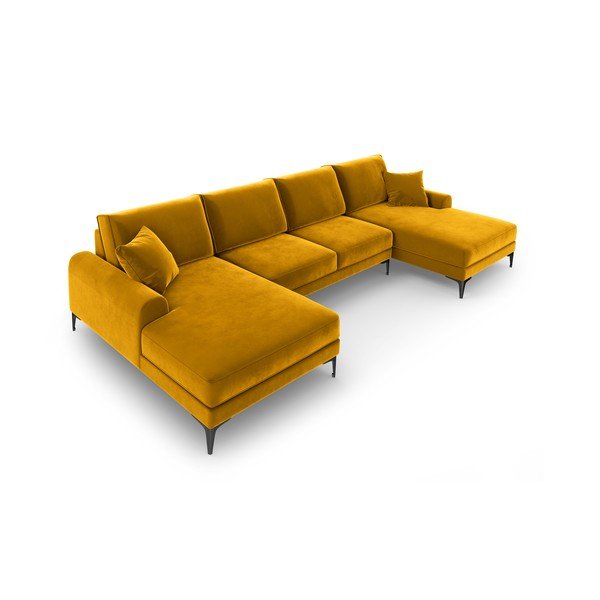Divano a U in velluto giallo Madara - Mazzini Sofas-image-4