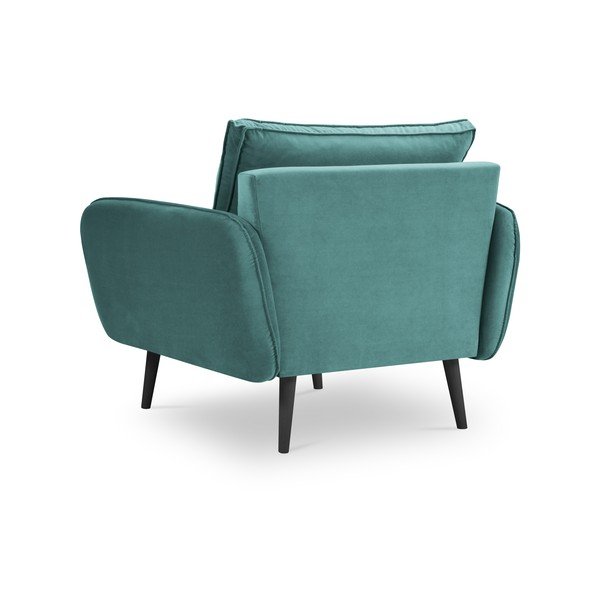 Poltrona in velluto blu petrolio con gambe nere Lento - Kooko Home-image-2