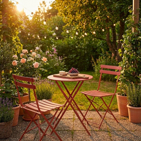 Set da pranzo da giardino color terracotta in acciaio per 2 persone Austin – Bizzotto-image-4