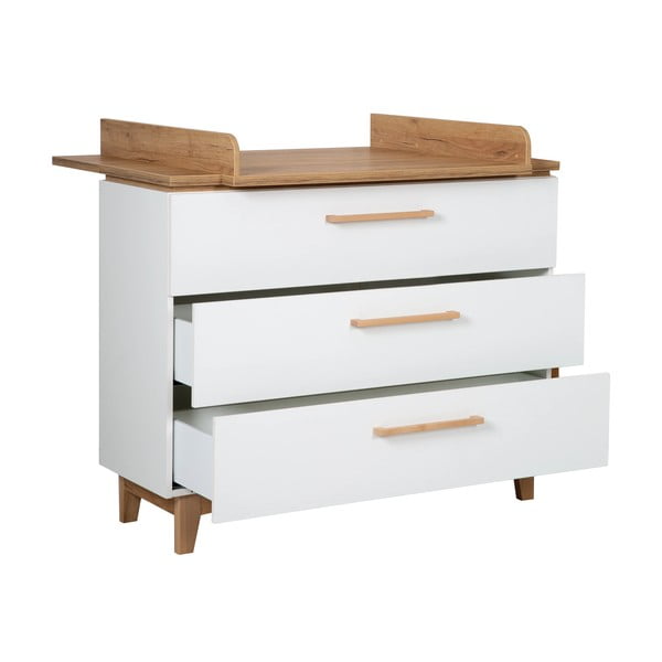 Cassettiera bassa bianca in rovere con fasciatoio 118x104 cm Finn - Roba-image-4