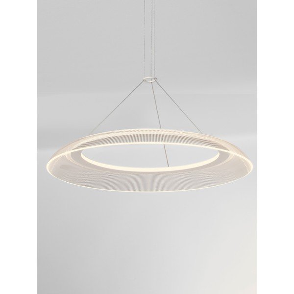 Lampadario LED bianco opaco in alluminio con paralume in vetro acrilico ø 60 cm Mantle – Nova Luce-image-2