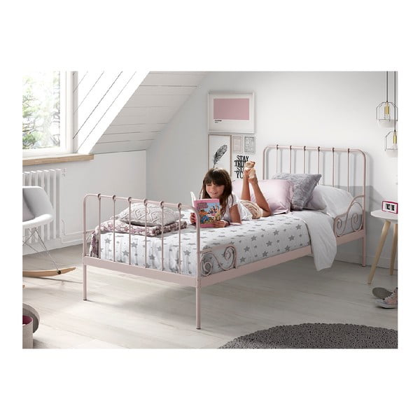 Lettino per bambini in metallo rosa , 90 x 200 cm Alice - Vipack-image-1