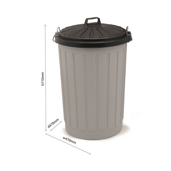 Cestino in plastica grigia con coperchio nero, altezza 71 cm - Addis-image-1
