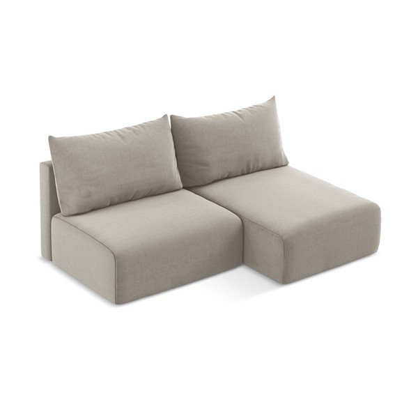 Divano angolare grigio tortora allungabile/con contenitore (con penisola a destra/con chaise lounge) con rivestimento in velluto Kalena – Makamii-image-3