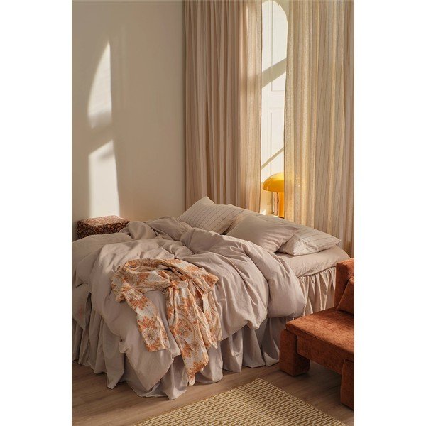 Set copripiumino e federa beige in misto lino per letto singolo 150x200 cm Elly – Ellos Home-image-1