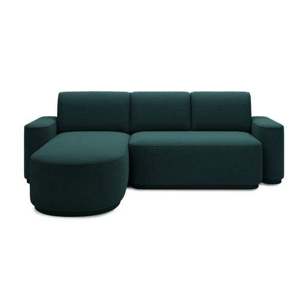 Divano angolare verde allungabile/con contenitore (con penisola a sinistra/con chaise lounge) e rivestimento in ciniglia Aurumm – ELTAP