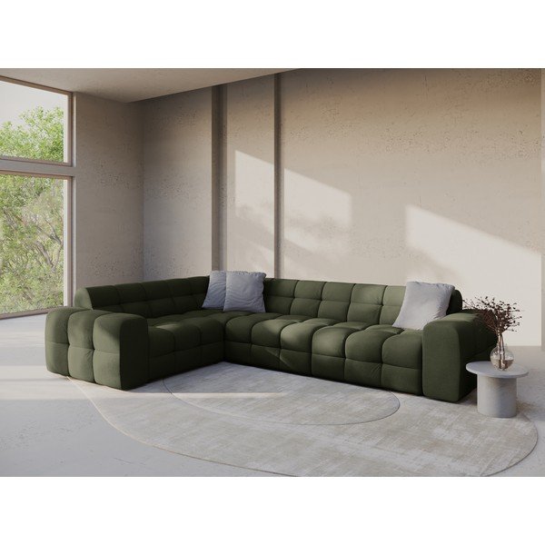 Divano angolare verde (con penisola a sinistra/a L) Kendal – Micadoni -image-1