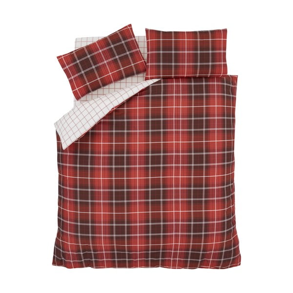 Biancheria da letto in cotone rosso Brushed Tartan, 200 x 200 cm - Catherine Lansfield