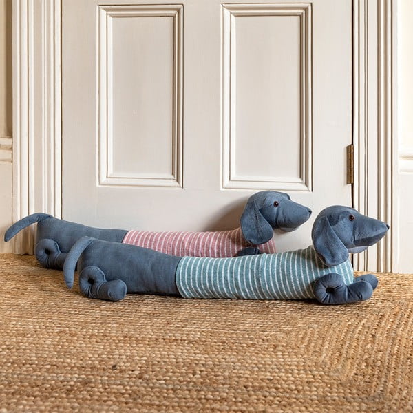 Paraspifferi per porta rosa/grigio 17x76 cm Sausage Dog – Rex London-image-1