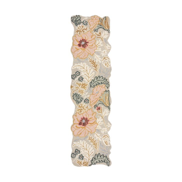 Passatoia in lana rosa chiaro tessuta a mano 60x230 cm Daphne Shaped Floral - Flair Rugs