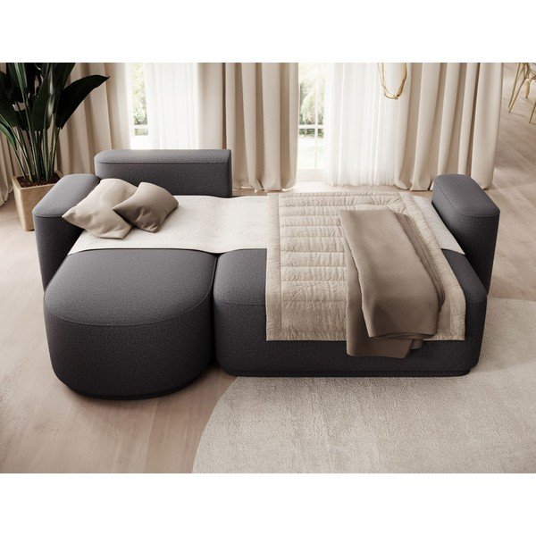 Divano angolare grigio scuro allungabile/con contenitore (con penisola a sinistra/con chaise lounge) e rivestimento in ciniglia Aurumm – ELTAP-image-4