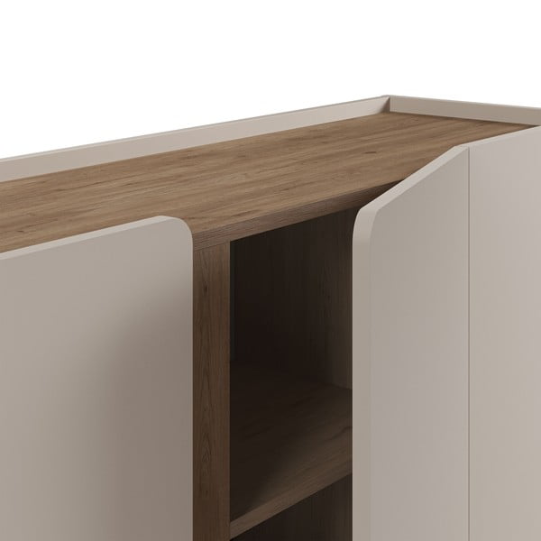 Cassettiera effetto rovere in colore crema-naturale 180x82x40 cm Lucile - Marckeric-image-4