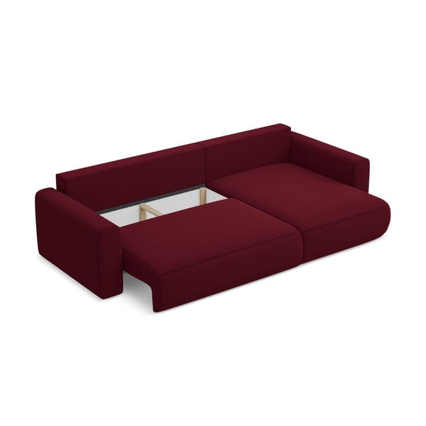 Divano angolare burgundy allungabile/con contenitore (con penisola a destra/con chaise lounge) con rivestimento in velluto Kapua – Makamii-image-4