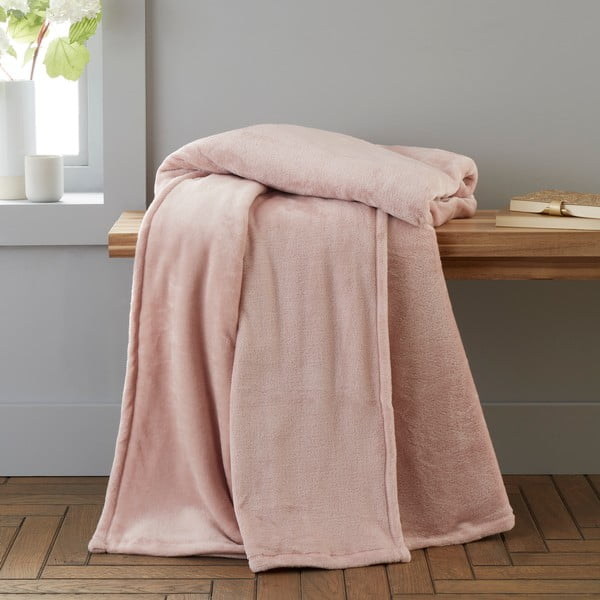 Coperta rosa chiaro in micropile 130x170 cm Raschel Velvet – Catherine Lansfield-image-1