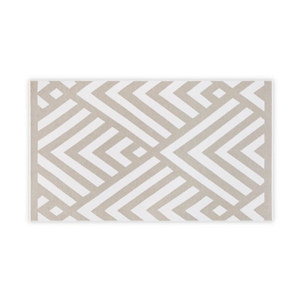 Tappeto da bagno in cotone beige e bianco, 100 x 180 cm Geometric - Foutastic