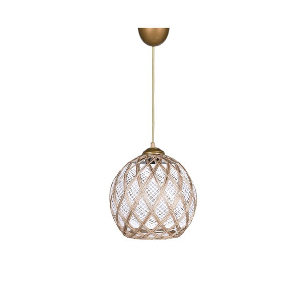 Lampadario bianco/beige con paralume in tessuto ø 22 cm – Opviq lights