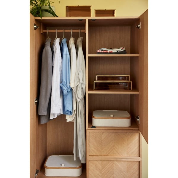 Scatole in set con coperchio beige in tessuto 2 pz 38x26x9 cm Ecru – Hübsch-image-1