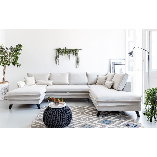 Divano letto a U beige chiaro, angolo destro Charming Charlie - Miuform-image-1