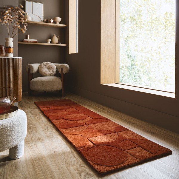 Passatoia color terracotta in lana tessuta a mano 60x230 cm Gigi – Flair Rugs-image-1