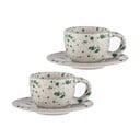 Tazze da espresso in gres bianco-verde in set da 2 100 ml Carnival - Ladelle
