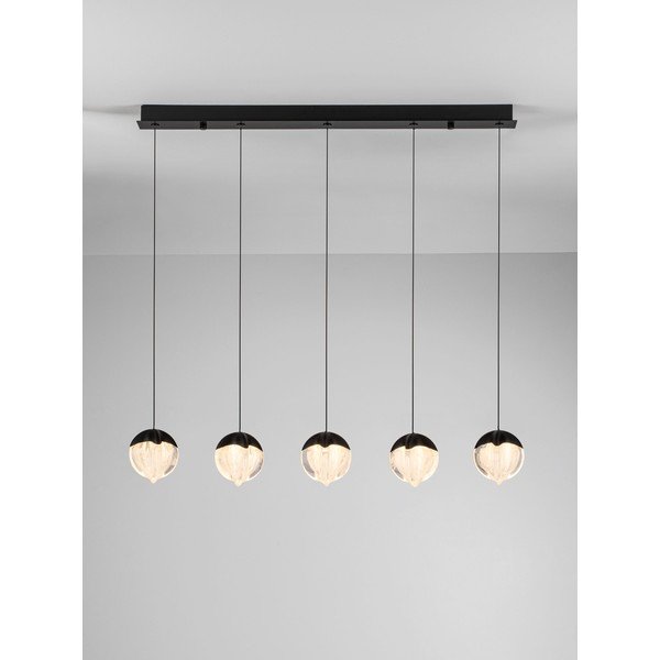 Lampadario LED nero opaco in alluminio con paralume in vetro con intensità regolabile Alicia – Nova Luce-image-4