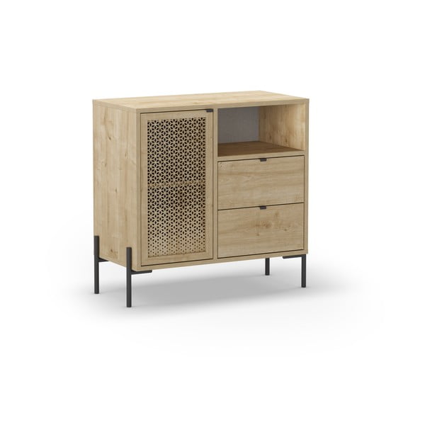 Mobile in rovere decorato in colore naturale 80x80 cm Inca - Marckeric-image-2