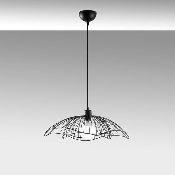 Lampadario nero con paralume in metallo ø 50 cm Farac – Opviq lights-image-3