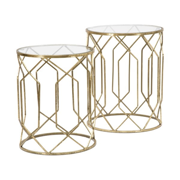 Set di 2 tavoli contenitori rotondi con piano in vetro ø 42 cm Tunisi - Mauro Ferretti-image-2