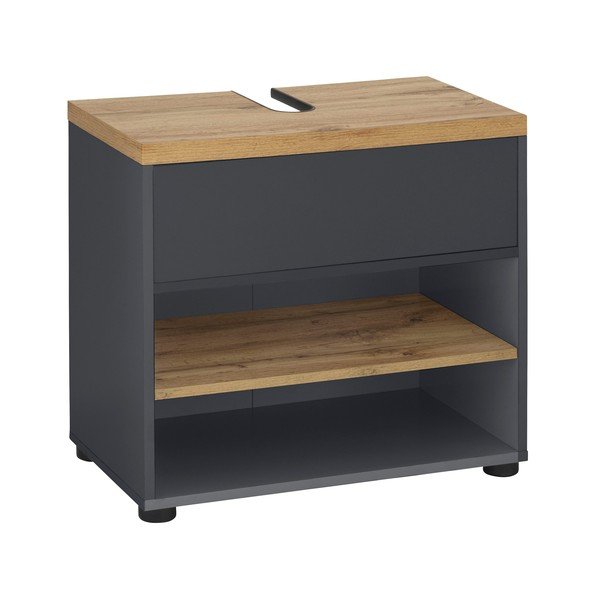 Mobile color antracite effetto rovere per lavabo 60x57 cm Thessa - Støraa-image-1