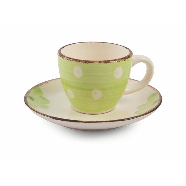 Set di 6 tazze da espresso colorate con piattini in gres Tazzine Margarita - VDE Tivoli 1996-image-2