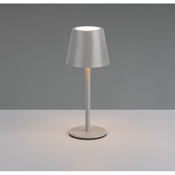 Lampada da tavolo LED grigia con paralume in metallo (altezza totale 21 cm) Diaz – Reality-image-1