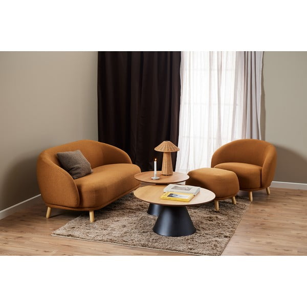 Tavolino rotondo nero e naturale con piano in rovere ø 85 cm Soli - Actona-image-2